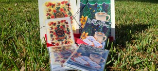 The original watercolor illustrations, individual cards, and the mixed sets